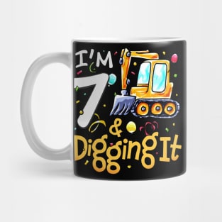 I'm 7 And Digging It Construction Excavator 7th Birthday Mug